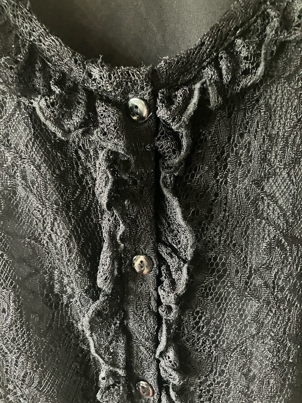 Black Lace Ruffle Button-Front Blouse - Picture 5 of 17